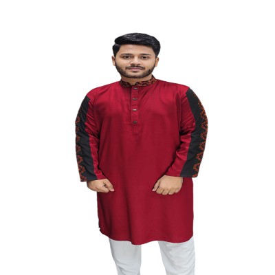 Sleeve Contrast Embroidery Panjabi-1