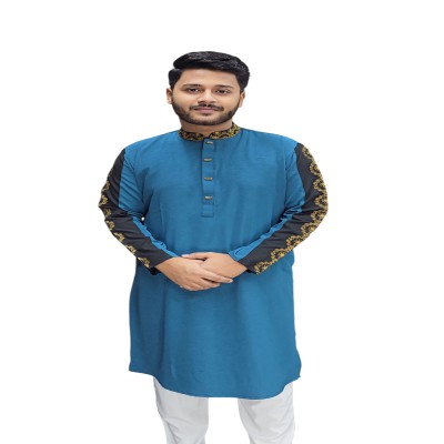 Sleeve Contrast Embroidery Panjabi-2