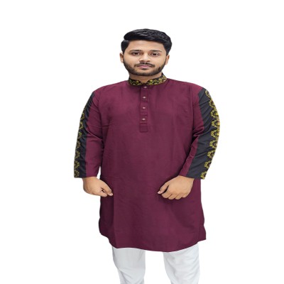 Sleeve Contrast Embroidery Panjabi-3