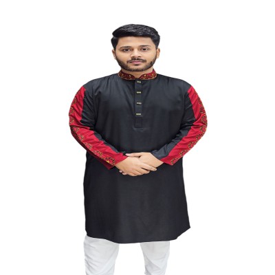 Sleeve Contrast Embroidery Panjabi-5