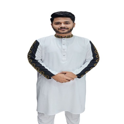 Sleeve Contrast Embroidery Panjabi-6